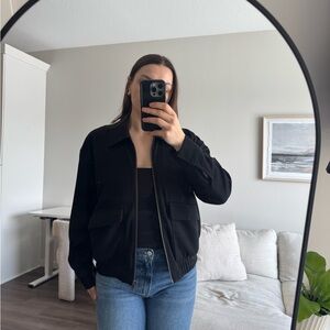 Treasure & Bond Black Zip Pocket Bomber Jacket